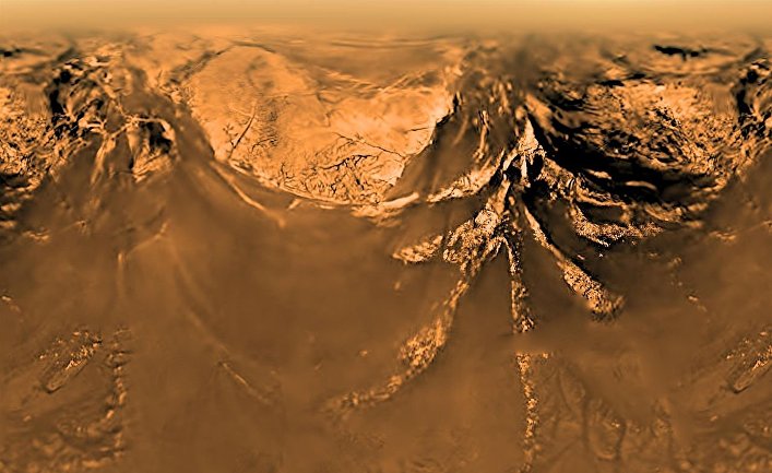 Горная гряда на Титане с высоты 10 км © ESA/NASA/JPL/University of Arizona