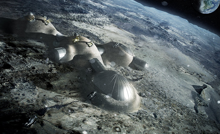 © ESA - Эскиз проекта «Лунный поселок» Европейского космического агентства (ESA)